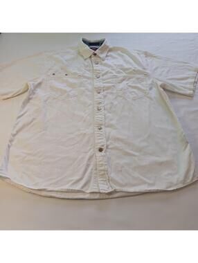Wrangler Hero Comfortable Men's Cotton White Shirt Button Up Short Sleeve Size L